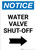 Notice: Water Valve Shut-Off with Right Arrow Portrait