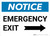 Notice: Emergency Exit with Right arrow Landscape