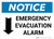 Notice: Emergency Evacuation Alarm with Down Arrow Landscape