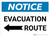 Notice: Evacuation Route with Left Arrow Landscape