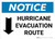 Notice: Hurricane Evacuation Route with Down Arrow and Icon Landscape