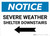 Notice: Severe Weather Shelter Downstairs with Left Arrow Landscape
