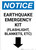 Notice: Earthquake Emergency Kit - Flashlight/Blankets/ect - Down Arrow Portrait