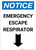 Notice: Emergency Escape Respirator with Down Arrow Portrait