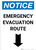 Notice: Emergency Evacuation Route with Down Arrow Portrait