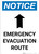 Notice: Emergency Evacuation Route with Up Arrow Portrait