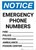 Notice: Emergency Phone Numbers Portrait