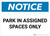 Notice: Park in Assigned Spaces Only Landscape