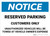 Notice: Reserved Parking - Customers Only Landscape