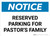 Notice: Reserved Parking for Pastor's Family Landscape