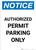 Notice: Authorized Permit Parking Only Portrait