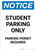 Notice: Student Parking Only - Parking Permit Required Portrait
