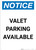 Notice: Valet Parking Available Portrait