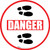 Danger: Shoe Prints Right Circular v2 - Floor Sign