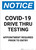 Notice: COVID-19 Drive Thru Testing Appointment Required Portrait - Wall Sign