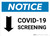 Notice: COVID-19 Screening Down Arrow Landscape - Wall Sign