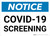 Notice: COVID-19 Screening Landscape - Wall Sign