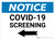 Notice: COVID-19 Screening Left Arrow Landscape - Wall Sign