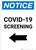 Notice: COVID-19 Screening Left Arrow Portrait - Wall Sign