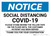 Notice: Social Distancing COVID-19 Please Stand Behind Yellow Tape Landscape - Wall Sign