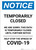 Notice: Temporarily Closed - Path Closed Until Further Notice Portrait - Wall Sign