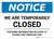 Notice: We Are temporarily Closed - For More Information on Covid-19 Visit Website Landscape - Wall Sign