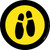 Shoe Print Down Yellow with Black Border Circular v2 - Floor Sign