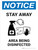 Notice Stay Away Area Being Disinfected with Icon Portrait - Wall Sign