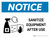 Notice: Sanitize Equipment After Use with Icon Landscape - Wall Sign