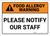 Warning: Food Allergy Please Notify Our Staff - Wall Sign