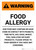 Warning: Food Allergy - Please Speak to Your Server if You Have Any Concerns - Portrait Wall Sign