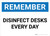 Remember: Disinfect Desks Every Day Landscape - Wall Sign
