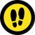 Shoe Print Up Yellow with Black Border Circular v2 - Floor Sign