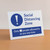 Social Distancing Zone Maximum People Allowed Blue with Exclamation Point Landscape - Desktop Sign