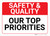Safety & Quality: Our Top Priorities Landscape - Wall Sign