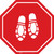 Shoe Print Down Red Stop - Floor Sign