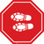 Shoe Print Left Red Stop - Floor Sign