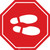 Shoe Print Right Red Stop v2 - Floor Sign
