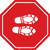 Shoe Print Right Red Stop - Floor Sign