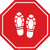Shoe Print Up Red Stop - Floor Sign