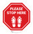 Please Stop Here Shoe Prints Stop Circular - Floor Sign