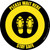 Please Wait Here Stay Safe Shoe Prints Black/Yellow Circular - Floor Sign
