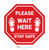 Please Wait Here Stay Safe Shoe Prints Stop Circular - Floor Sign