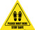 Please Wait Here Stay Safe Shoe Prints Triangle - Floor Sign