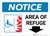 Notice: Area Of Refuge with ADA Fire Icon Down Arrow Landscape - Label