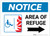 Notice: Area Of Refuge with ADA Fire Icon Right Arrow Landscape - Label