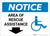 Notice: Area Of Rescue Assistance with ADA Icon and Down Arrow Landscape - Label