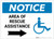 Notice: Area Of Rescue Assistance with ADA Icon and Right Arrow Landscape - Label