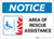 Notice: Area Of Rescue Assistance with ADA Fire Icon Landscape - Label