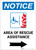 Notice: Area Of Rescue Assistance with ADA Fire Icon and Right Arrow Portrait - Label